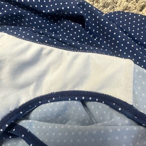 Unique Vintage Alice Swim Skirt High Rise Ruched Retro Blue Polka Dot XXL 2XL 2X - Picture 9 of 15